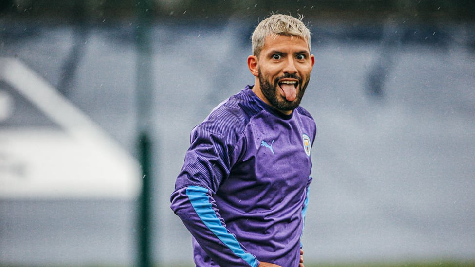 SMILES BETTER : Sergio shrugged off the Monday showers and was in playful mood too