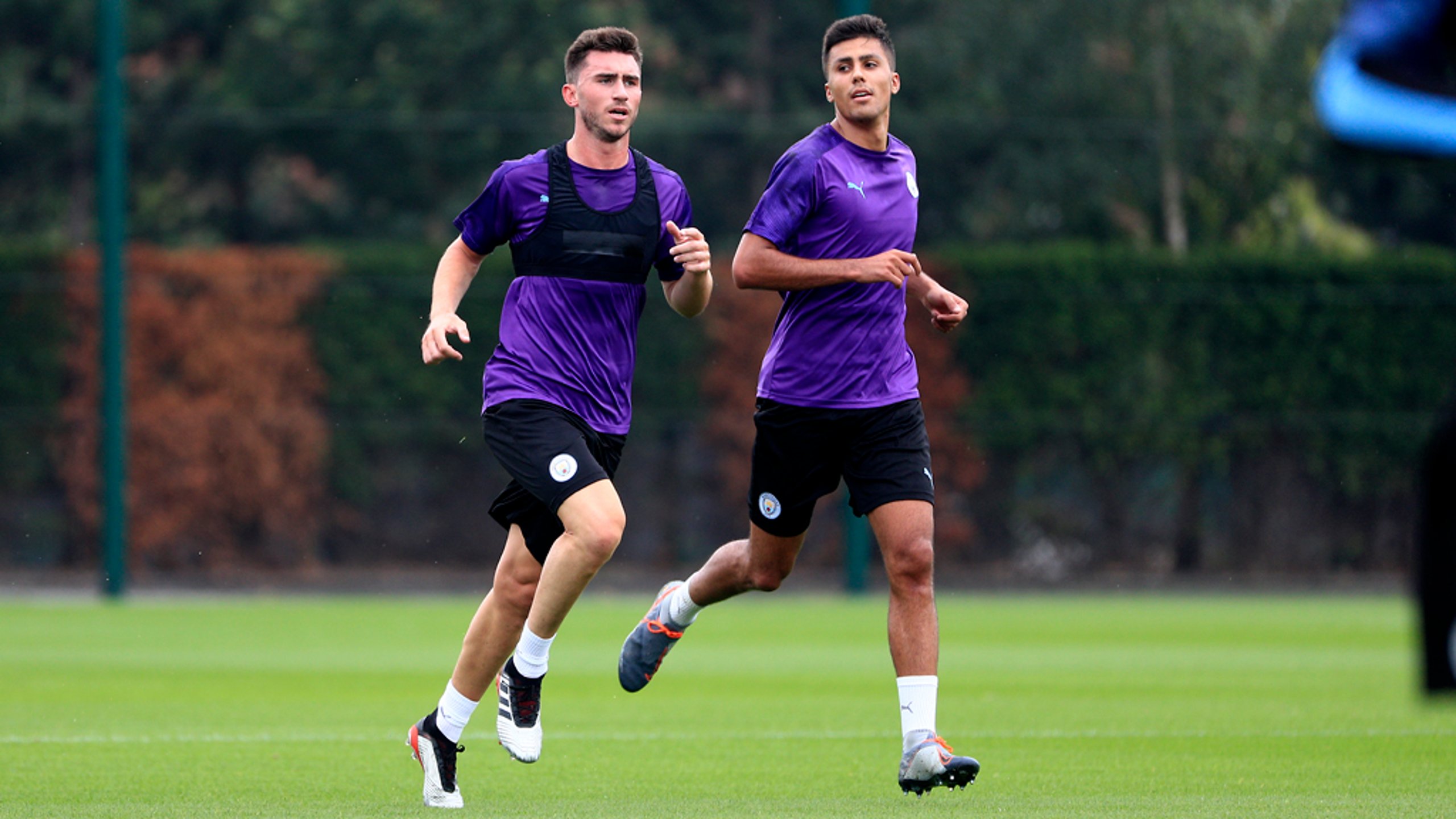 BLUES BROTHERS: Aymeric Laporte and new signing Rodri step up their fitness drills