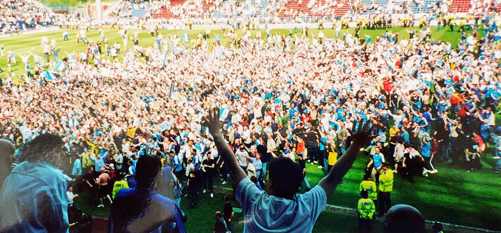 FEVER PITCH : The turf was almost fully covered by City fans! (Thanks again to Neil Eaves)