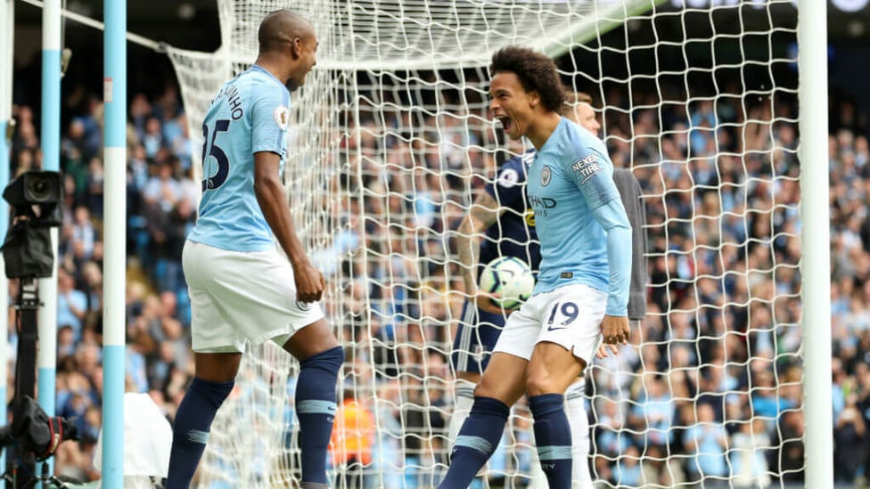 EARLY GOAL : Sane put City ahead after just two minutes