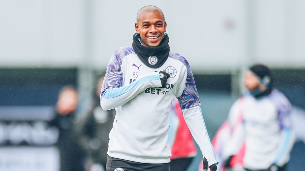 FORWARD FOCUS : Fernandinho was enjoying himself.