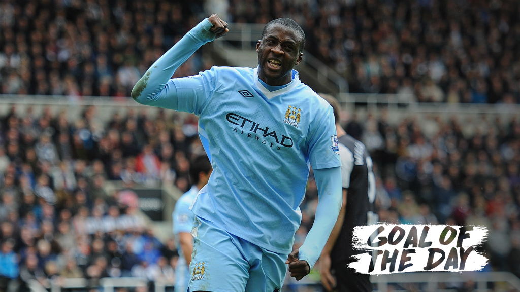 THE KING: Yaya Toure bagged a pivotal brace as City moved to within one win of a first Premier League title