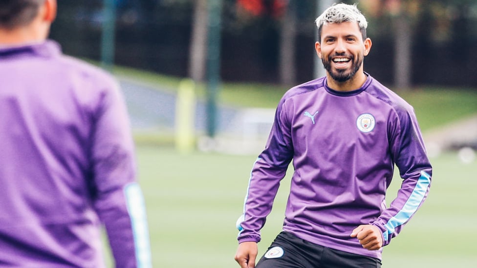 SMILE SERGIO : Our record goalscorer looks happy in his work