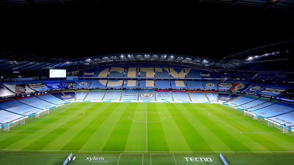 HOME : The Etihad looks as beautiful as always under the dark winter sky.