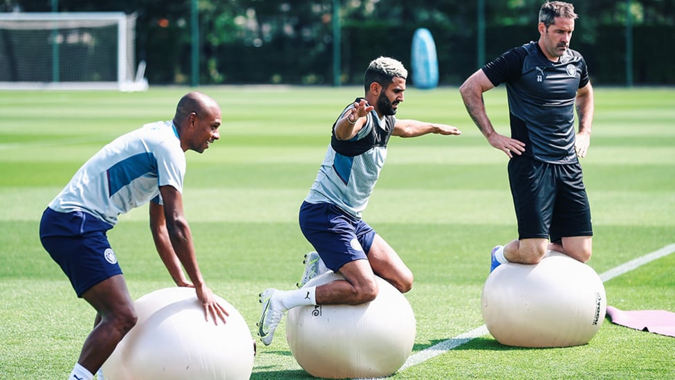 IN THE BALANCE: A slightly larger ball than the lads are used to!