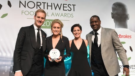 WINNER: Steph Houghton collects Women's Player of the Season at the North West Football Awards.