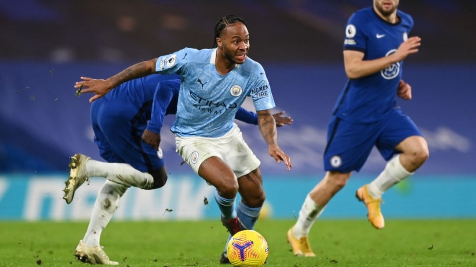 RAZ ON THE RUN: Raheem Sterling accelerates away from his man