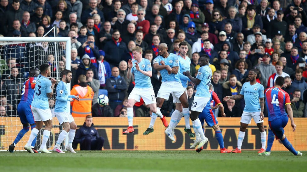 TENSE TIMES : A free-kick sees Palace grab a late goal back through Luka Milivojevic.