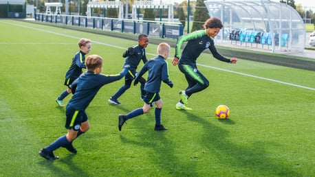 CATCH ME IF YOU CAN: Leroy Sane and a number of our academy stars.