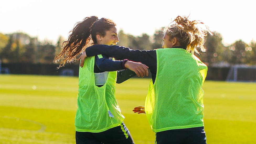 TEAM MATES : Nadia Nadim and Claire Emslie.