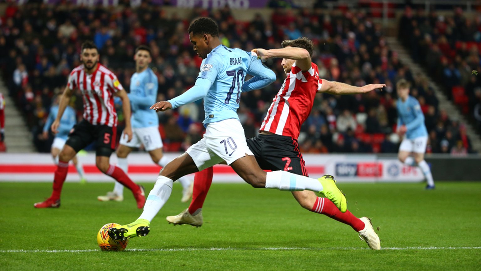 BATTLE: The young Blues take on Sunderland at the Stadium of Light.