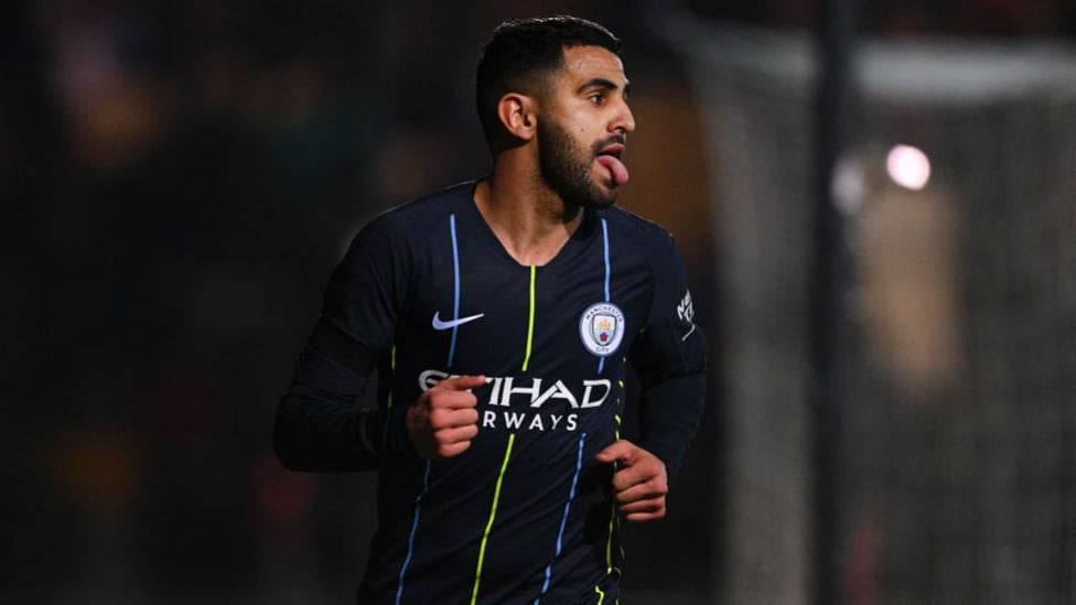 CHEEKY CHAP : Riyad Mahrez celebrates sealing our FA Cup fifth-round win.