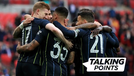 CELEBRATION TIME: Gabriel Jesus is joined by his happy team-mates after his opening goal