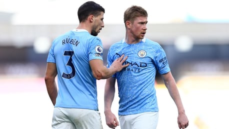 PROVIDER AND SCORER: Dias shows his appreciation to KDB!