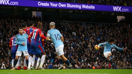 SO CLOSE: Leroy Sane's free kick hits the post