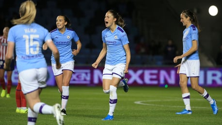 GOAL JANINE: Janine Beckie bagged her fifth goal of the season to open the scoring against Atletico