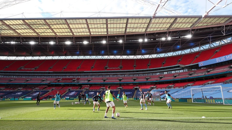 LIMBERING UP: The lads get up to scratch ahead of kick off