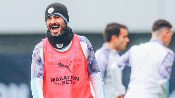 Something was making Ilkay Gundogan laugh.