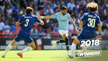 ACTION MAN: Riyad Mahrez looks to fire in a shot on the Chelsea goal