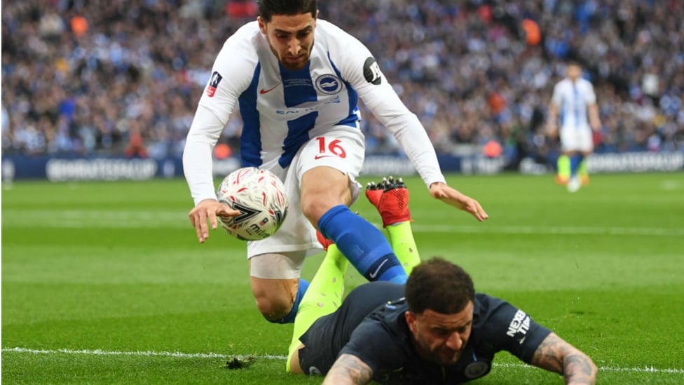 FLASHPOINT : Kyle Walker is sent crashing by Alireza Jahanbakhsh -an incident that sparked a melee which saw both players booked