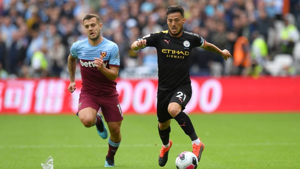 LEADER : David Silva orchestrates proceedings from midfield.