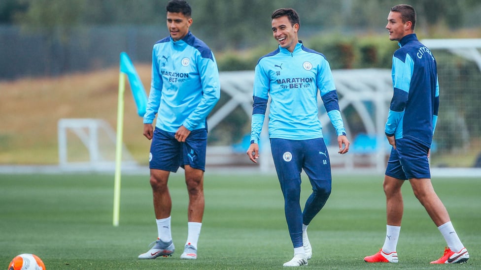 ALL SMILES: It was also great to see Eric Garcia back in training after his worrying knock against Arsenal