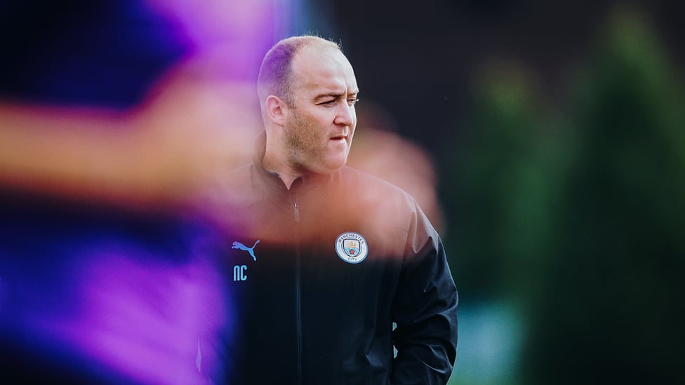 STUDY IN FOCUS : Manager Nick Cushing keeps a careful watch as the squad go through their paces