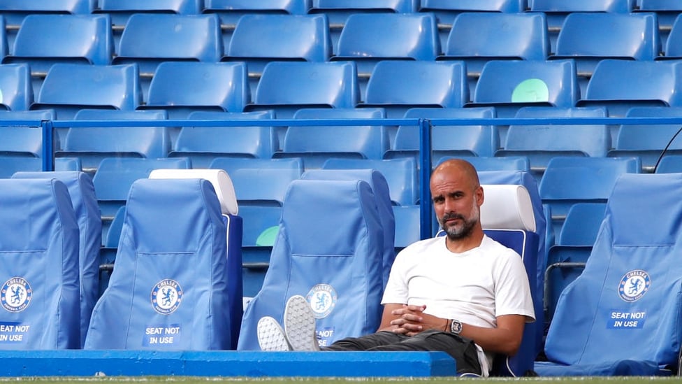 COOL PEP : The boss takes a minute to relax alone in the dugout.