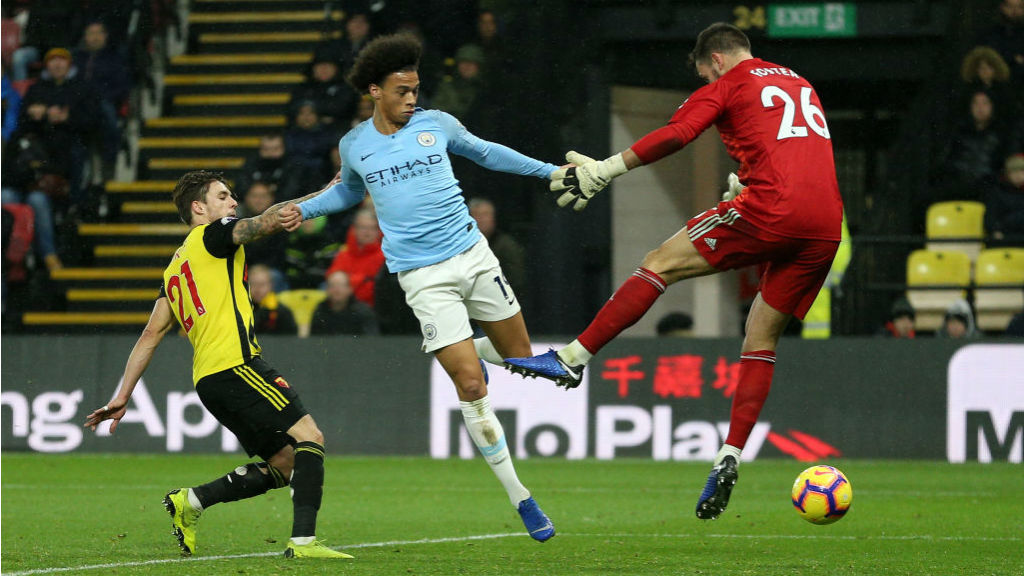 STRIKE ONE: Leroy Sane beats Ben Foster for our opener